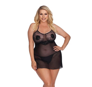 LIVA black chemise XXL+ (czarna halka)